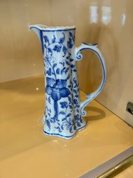 Gorgeous Blue & White Floral Slender Porcelain Pitcher Vase