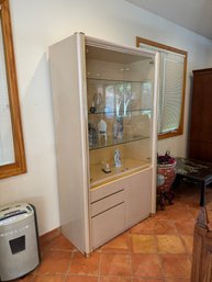 Vintage Solid Hardwood Hutch Display Cabinet With Drawers