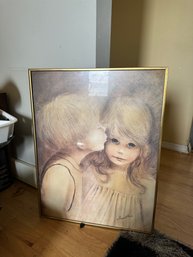 Margaret Kane First Kiss Framed Print Vintage Signed Big Eyes