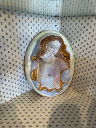 Exquisite Mid-Century Madonna And Child Ceramic Wall Art