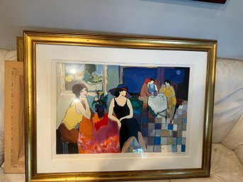 Itzchak Tarkay, Serb-Israeli, B 1935, Embossed Color Serigraph, 5 Women In A Cafe, AP, Signed Lower Right