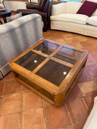 Vintage Modern Tier Shelf Glass Top Coffee Table