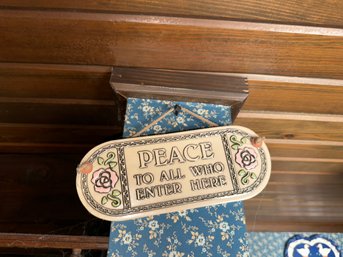 Peace To All Who Enter Here Ceramic Enameled Sign Wall Hanging