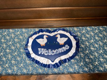 Ceramic Heart Shaped Welcome Hanging Door Sign