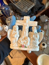 Porcelain Crucifix Figure - Angels Praying