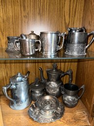 Lot Of Vintage Antique Silver Plate  Cups AndTeapots