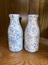 Rare Pair Of 'The Proper Place' Made In The Heartland Winfield, KS Blue Vase