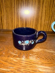 Ring Handle Coffee Mug Cobalt Blue Floral