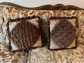 Beautiful Pack Of 2 Velvet Dark Brown Cushions