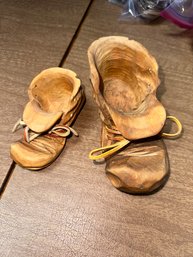 Pair Of Wooden Carved Boots