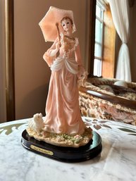 Vintage Lovely Miss With Umbrella Porcelain Figurine