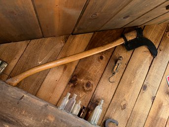 Antique Brush Hook Axe Head Camp Forest Firefighter With Handle