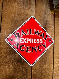 Railway Express Agency Railroad Porcelain Enameled Metal Sign