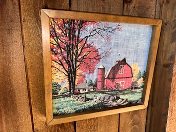 3D Country Farmhouse Barn Needlework Art - Framed