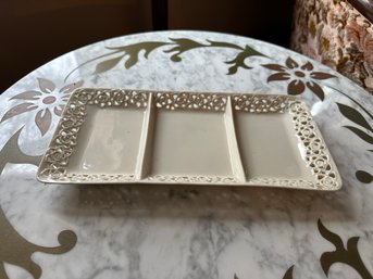 Antique Godinger Divided Tray Regal Cream Lace Ceramic Plate