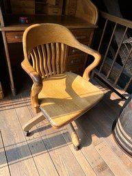 Vintage Mission Office Swivel Recline Blond Oak Chair Dancker & Sellew, Inc. New York City