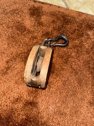 Antique Wood Iron Pulley