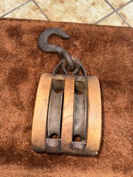 Antique Wood Pulley