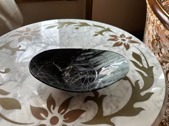 Unique Espiel Oval Porcelain Serving Platter Marble Black