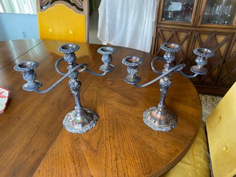 Pair Of 1990s Three Position Silver Plate Candelabrum