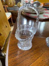 Vintage Etched Crystal Glass Basket