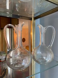 Pair Of Clear Glass Wine Decanter