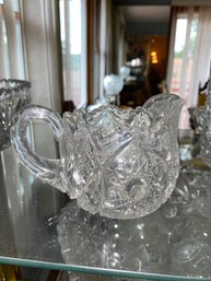 Vintage ABP Creamer - Hobstar And Diamond Pattern - Sawtooth Scalloped Rim