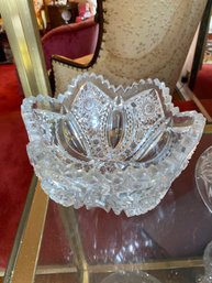 Antique American Large Brilliant Cut Clear Glass Bowl