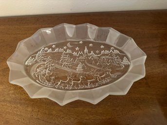 Gorgeous Silent Night Oval Sweet Dish Platter Candy Tray Clear Crystal