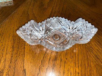 Eapg Bon Bon Dish Or Olive Tray, Clear Glass Sawtooth Narrow Dish