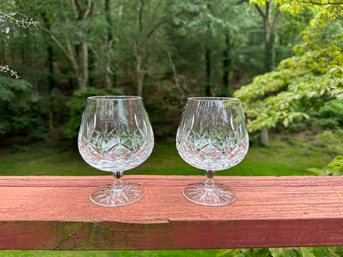 Pair Of 2 Lismore By Waterford Clear Crystal Brandy Glass