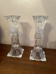 Gorgeous Lead Crystal Set Of 2 Candle Holders