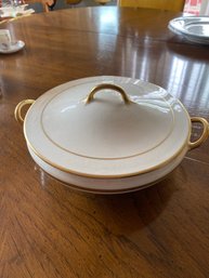 POPE GOSSER IVORY White Casserole Dish Gold Trim