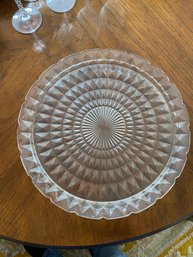 Vintage Round Footed Glass Serving Plate