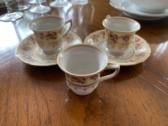 Vintage Gold Castle Demitasse Tea Cup And Saucer Set Made In Japan Floral Gold