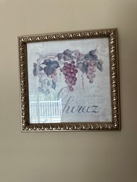 Framed Wall Art Shiraz Red Grapes Painting Picture Hanging Square Wine