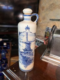 Vintage Delft Blue Decanter Bottle Made In Holland. Handwerk. BOLS. 27DM-74/2G