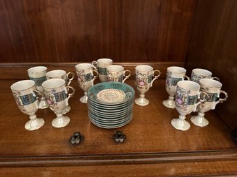 Antique Demitasse Japan Porcelain Set Of 24 Tall Tea Cups And Saucers