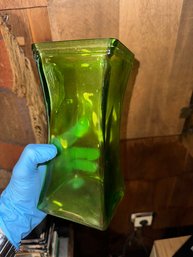 Vintage Stunning Large Green Glass Vase