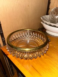 Vintage Crystal Glass Centerpiece Fruit Serving Bowl