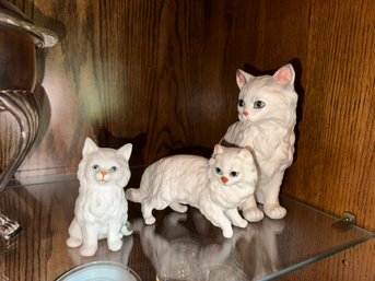 Vintage Lefton White Persian Cat, Kittens Figurines