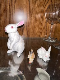 Vintage White Easter Bunny Rabbit Figurines