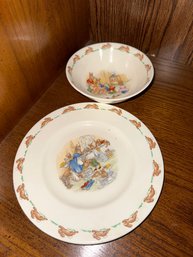 Vintage Royal Doulton BUNNYKINS Stoke Set W/Bowl Plate