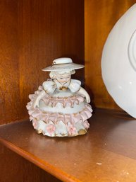 Vintage Pink Bloomer Girl Lefton Figurines Mid-Century Decor