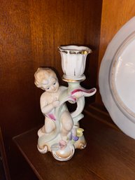 Vintage Cherub Candlestick Holder, Angel, Antique