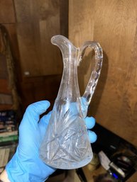 Vintage Crystal Glass Cruet Etched Decanter