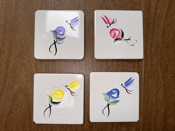 Hand Painted Floral Coasters (Set Of 4)