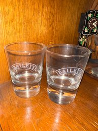 Pair Of Baileys Irish Cream Liqueur Glass Bubble Base Cocktail Bar