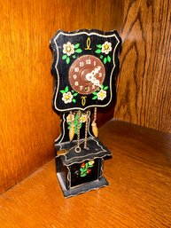 Vintage Wood Clock Germany Old Small Light Hand Painted