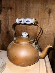 Tea Kettle With Holland Delft Handle And Knob